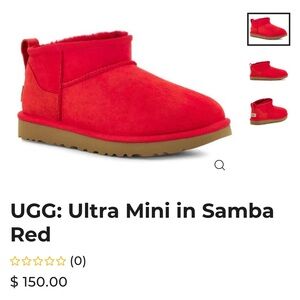 Brand new UGG Size 8 Classic Ultra Mini in 'Samba Red'